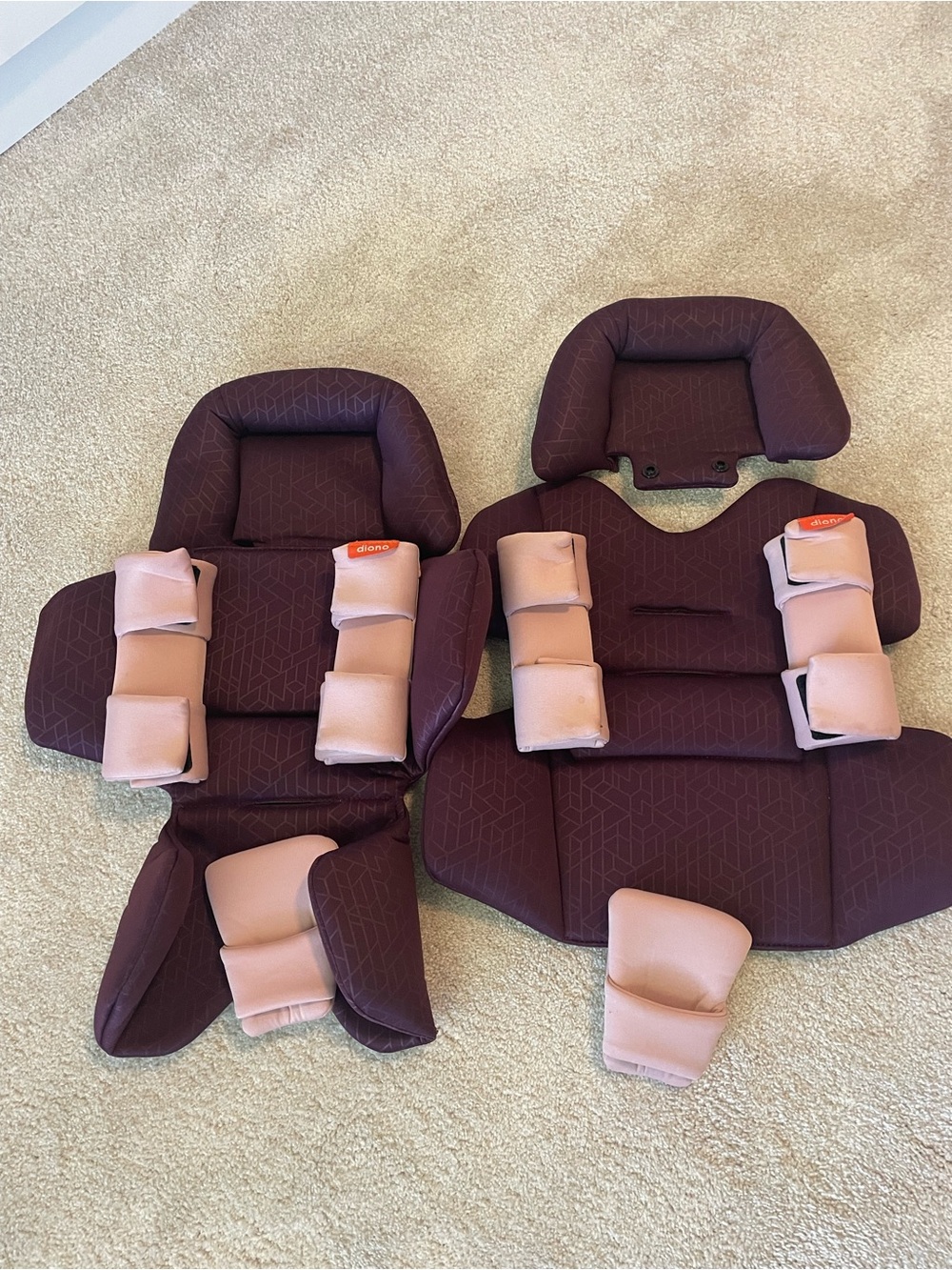 Diono Plum & Blush Car Seat Insert and harness pads (2 Sets)